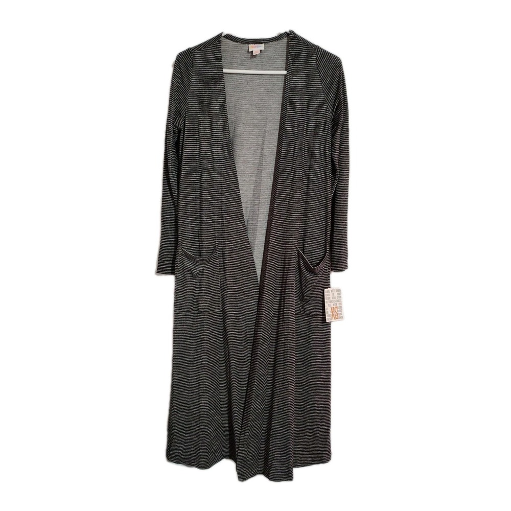 Lularoe Sarah Open Cardigan Ladies XS Black/White Stripe Long Sleeve‎ Pockets